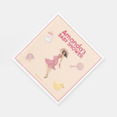 Serviette En Papier Retro Maman Brunette Baby shower Party (Coin)