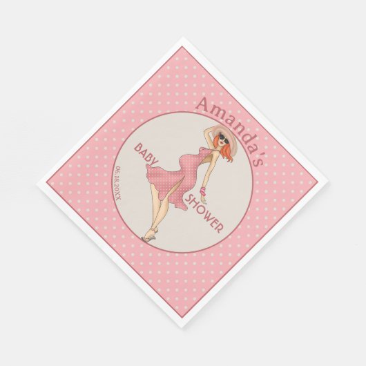 Serviette En Papier Retro Maman Redhead 2 Baby shower Party (Coin)