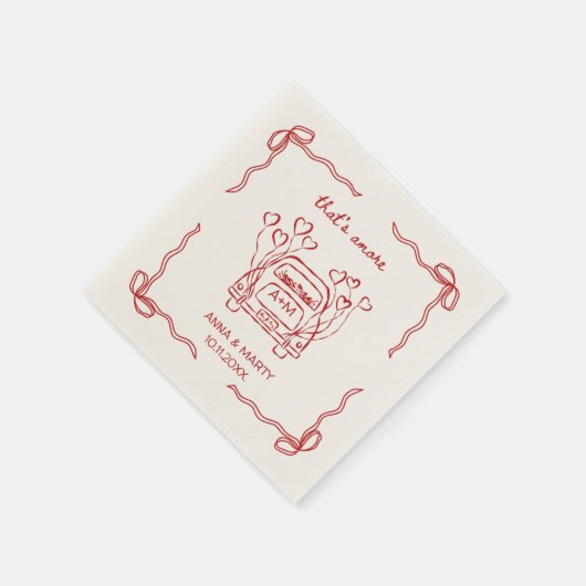 Serviette En Papier Retro Manche Rouge Unique Bow C'est plus (Coin)