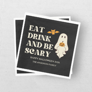 Serviette En Papier Retro Mangez Boire & Soyez Scarry Éffrayant Hallow