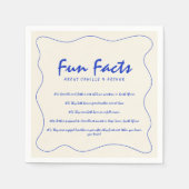 Serviette En Papier Rétro manuscrit Fun Facts Mariage bleu (Devant)