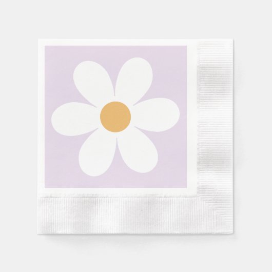 Serviette En Papier Rétro marguerite lilas bohème (Devant)