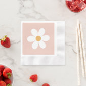 Serviette En Papier Retro marguerite rose bohème (En situation)