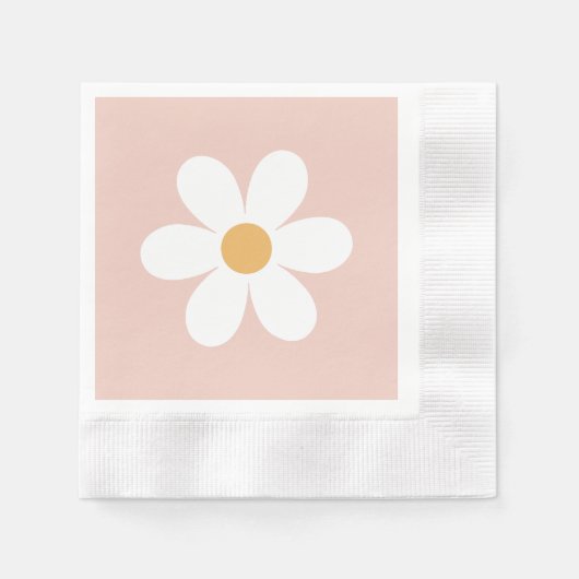Serviette En Papier Retro marguerite rose bohème (Devant)