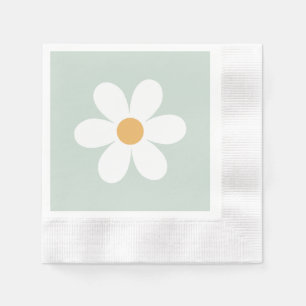 Serviette En Papier Retro marguerite verte bohème