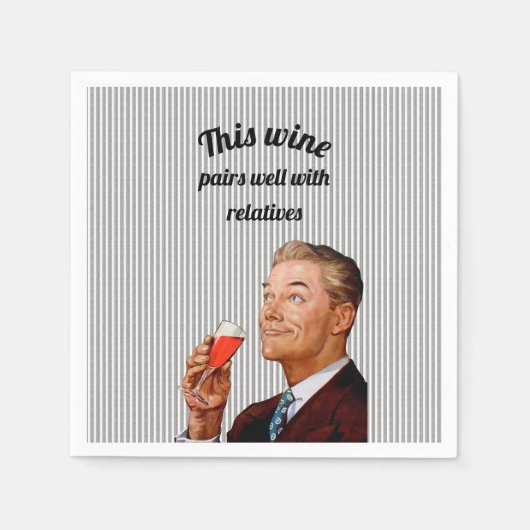 Serviette En Papier Retro Mari Vin Drôle Dit (Devant)