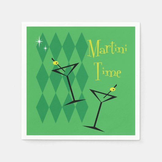 Serviette En Papier Retro Martini (Devant)