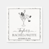 Serviette En Papier Retro Martini Girl Bachelorette Party Custom  (Devant)