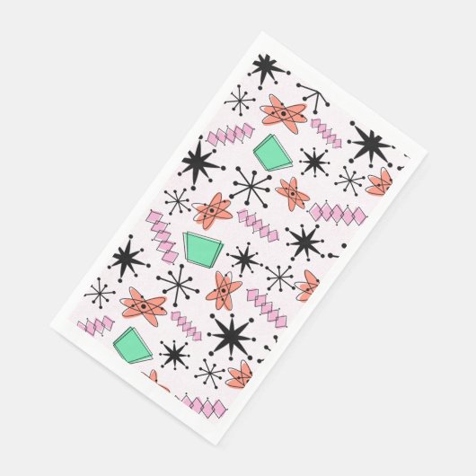 Serviette En Papier Rétro MCM rose orange vert noir (Coin)