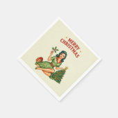 Serviette En Papier Retro Merry Christmas Pin-Up Paper Napkin  (Coin)