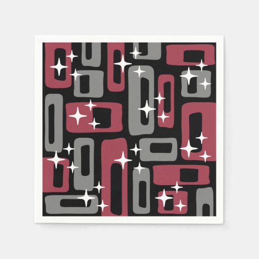 Serviette En Papier Retro Mid-Century Moderne Abstrait (Devant)