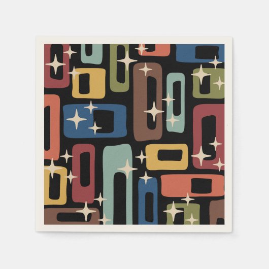 Serviette En Papier Retro Mid-Century Moderne Abstrait (Devant)
