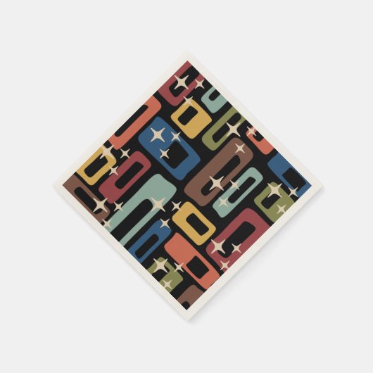 Serviette En Papier Retro Mid-Century Moderne Abstrait (Coin)