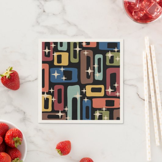 Serviette En Papier Retro Mid-Century Moderne Abstrait (En situation)