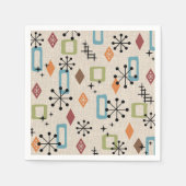 Serviette En Papier Retro Mid-Century moderne Atomique Abstrait Motif (Devant)