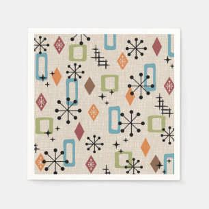 Serviette En Papier Retro Mid-Century moderne Atomique Abstrait Motif