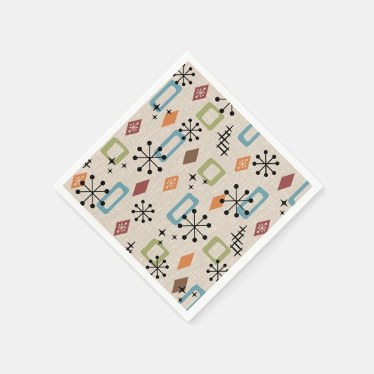 Serviette En Papier Retro Mid-Century moderne Atomique Abstrait Motif (Coin)