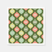 Serviette En Papier Retro Mid Century Rouge & Olive Vert Noël (Devant)