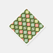 Serviette En Papier Retro Mid Century Rouge & Olive Vert Noël (Coin)