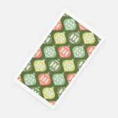 Serviette En Papier Retro Mid Century Rouge & Olive Vert Noël (Coin)