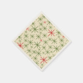 Serviette En Papier Retro Mid Mod Étoiles de Noël Olive Red Cream (Coin)