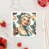 Serviette En Papier Rétro Mignon Pinup Classique (En situation)