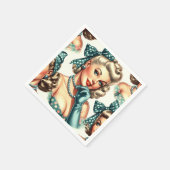 Serviette En Papier Rétro Mignon Pinup Classique (Coin)