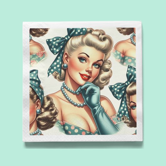 Serviette En Papier Rétro Mignon Pinup Classique