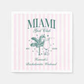 Serviette En Papier Retro Modern Pink & Green Miami Bachelorette Party (Devant)
