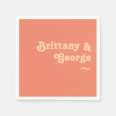 Serviette En Papier Rétro moderne | Napkins Mariage de corail (Devant)