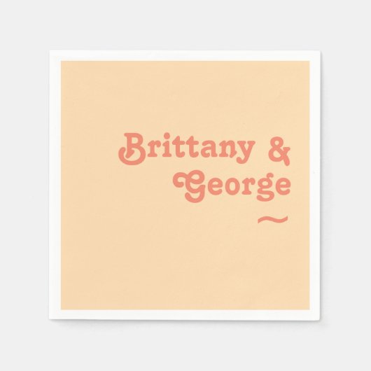 Serviette En Papier Rétro moderne | Serviettes Mariage à la crème oran (Devant)