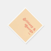 Serviette En Papier Rétro moderne | Serviettes Mariage à la crème oran (Coin)