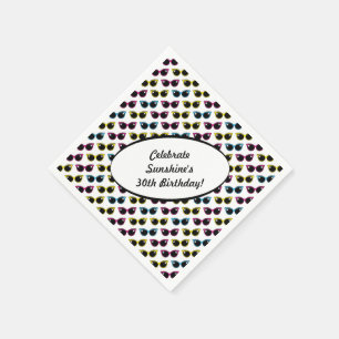 Serviette En Papier Rétro motif de lunettes de soleil de chat