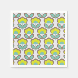 Serviette En Papier Rétro motif floral de papier peint des années 70