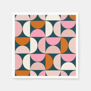 Serviette En Papier Retro Motif moderne du milieu du siècle Bleu rose 