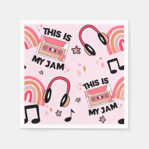 Serviette En Papier Retro Music Dance Party Motif rose