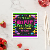 Serviette En Papier Retro Neon 80s Birthday Party (En situation)