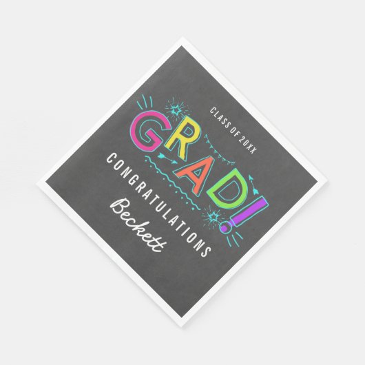 Serviette En Papier Retro Neon Doodles Graduation Party (Coin)