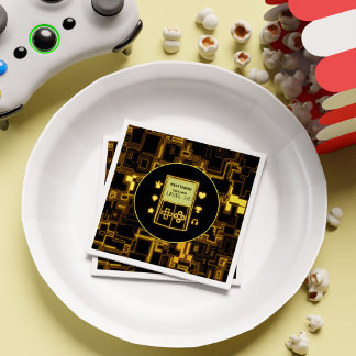Serviette En Papier Retro Neon Gaming Boy Gamer Anniversaire de enfant