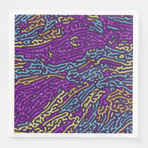Serviette En Papier Retro Neon Maze Motif - Arcade esthétique