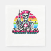 Serviette En Papier Retro Neon Skeleton Nurse - Funny Éffrayant D (Devant)