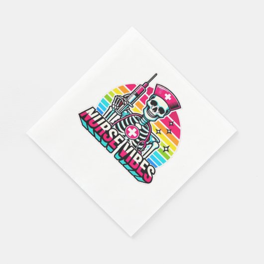 Serviette En Papier Retro Neon Skeleton Nurse - Funny Éffrayant D (Coin)