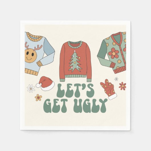 Serviette En Papier Retro Noël Fête de Sweat moche (Devant)