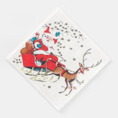 Serviette En Papier Retro Noël Père Noël et soirée traîneau (Coin)