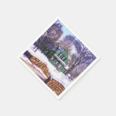 Serviette En Papier Retro Noël vert hiver Accueil route (Coin)