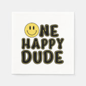 Serviette En Papier Retro One Happy Dude Première fête d'anniversaire (Devant)