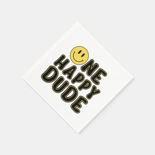 Serviette En Papier Retro One Happy Dude Première fête d'anniversaire (Coin)