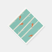 Serviette En Papier Rétro Orange Birds on Birch Trees (Coin)