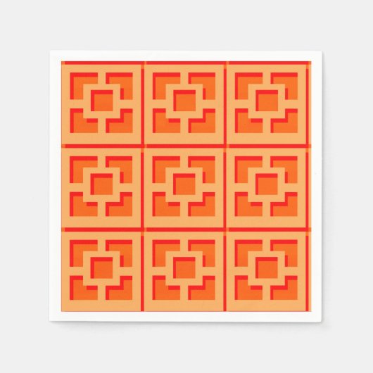 Serviette En Papier Retro Orange Trellis Paper Napkin (Devant)
