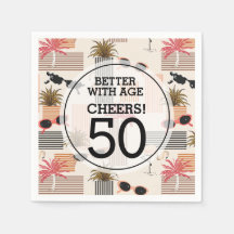 Retro Palms Flamants roses fête d'anniversaire